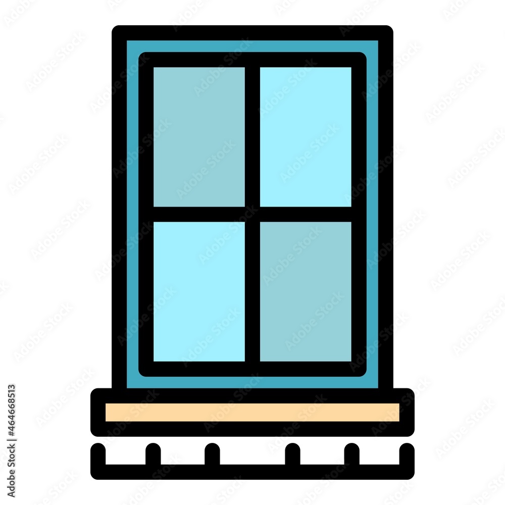 Apartment window icon. Outline apartment window vector icon color flat isolated Apartment window icon. Outline apartment window vector icon color flat isolated