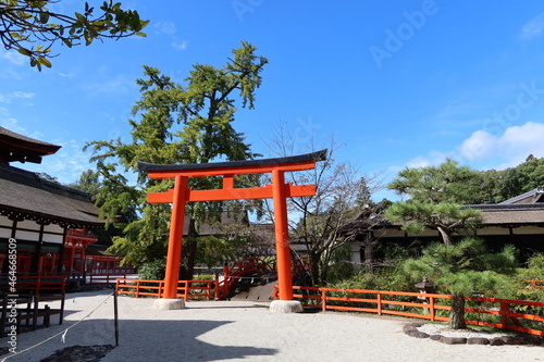 Temples and shrines in Kyoto in Japan                                        Torii Archway and Sori-bashi Bridge in the precincts of Shimogamo-jinja Shrine                                                                