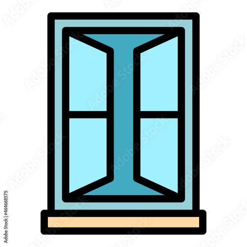 Open window frame icon. Outline open window frame vector icon color flat isolated
