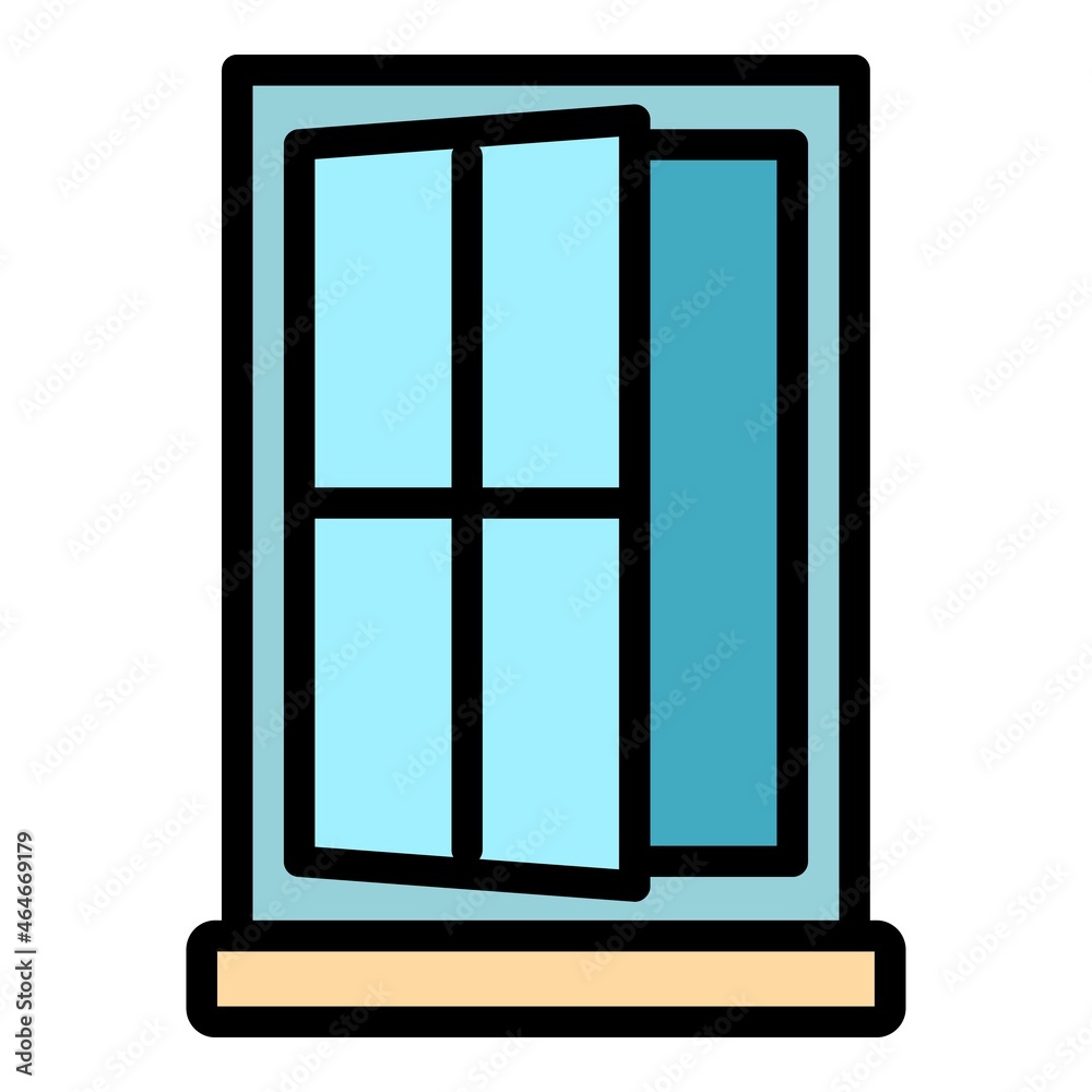 Office window icon. Outline office window vector icon color flat isolated Office window icon. Outline office window vector icon color flat isolated