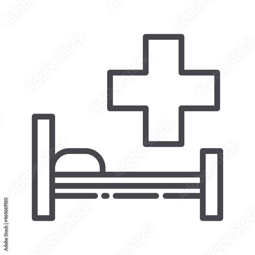 Line icon of hospital bed side view. Healthcare symbol isolated