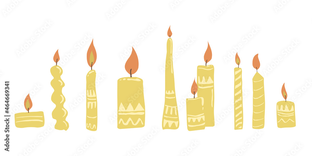 candle flat style collection vector illustration isolated on white background candle flat style collection vector illustration isolated on white background