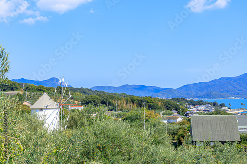 ギリシャ風車とオリーブ園 香川県小豆島 Greek windmill and olive groves Kagawa-ken Shodoshima