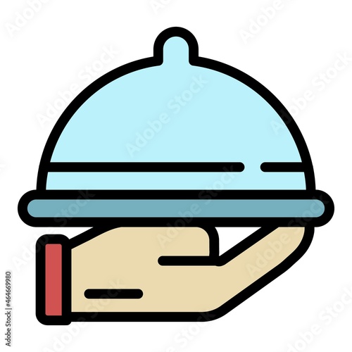 Wedding tray food icon. Outline wedding tray food vector icon color flat isolated