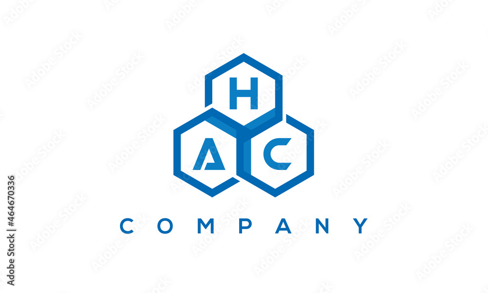 HAC three letters creative polygon hexagon logo	