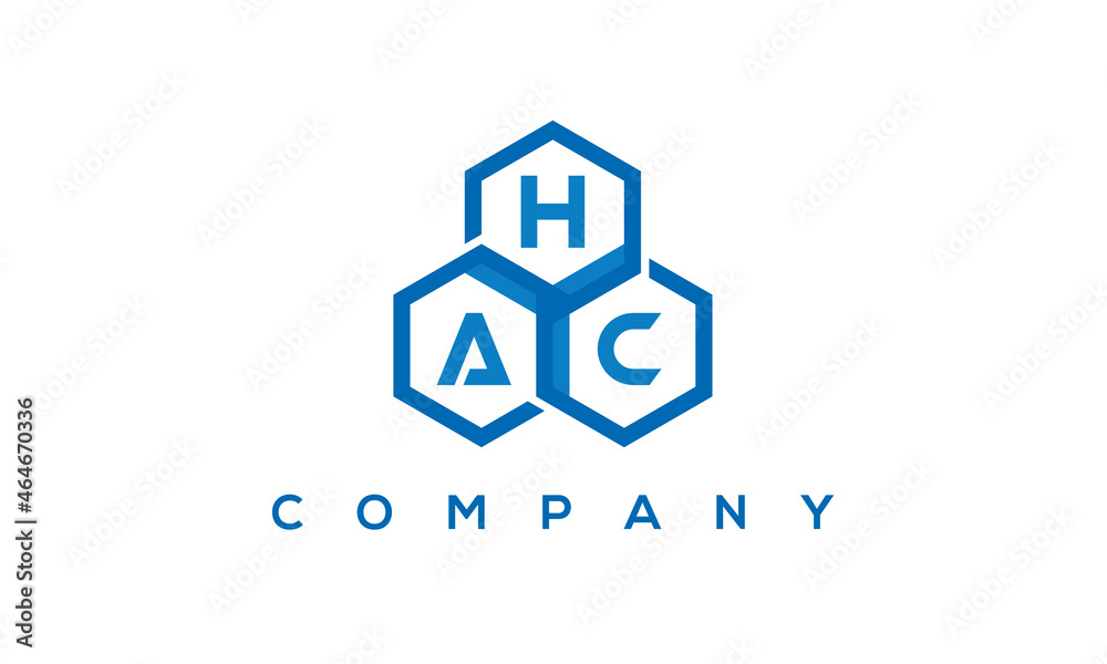 HAC three letters creative polygon hexagon logo HAC three letters creative polygon hexagon logo