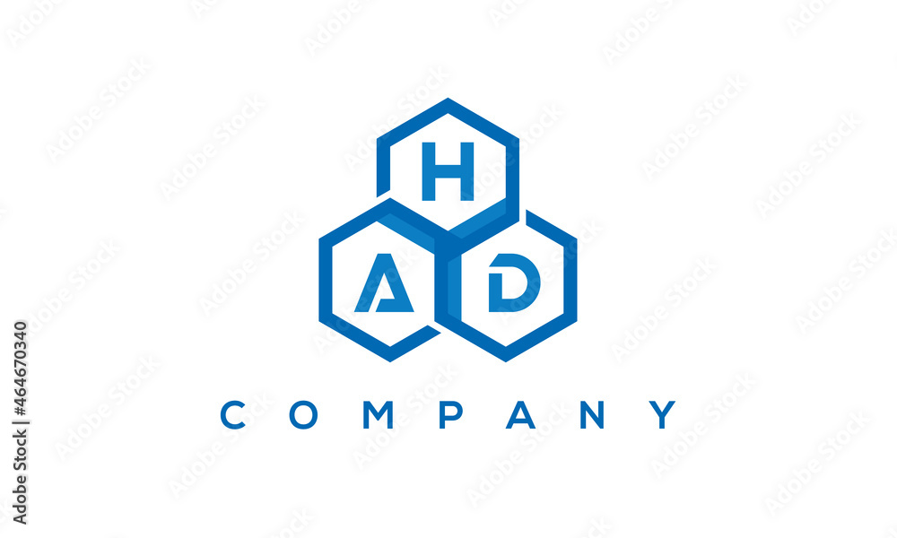 HAD three letters creative polygon hexagon logo HAD three letters creative polygon hexagon logo