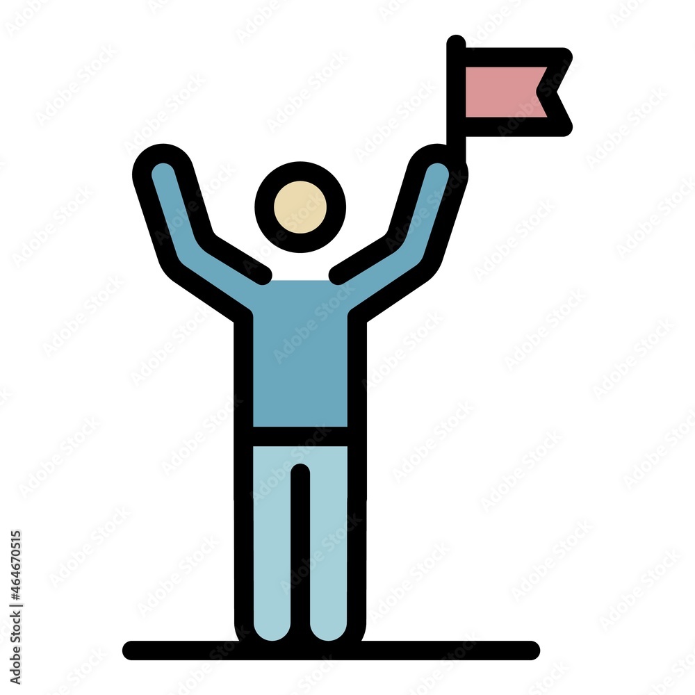 Man winner icon. Outline man winner vector icon color flat isolated Man winner icon. Outline man winner vector icon color flat isolated