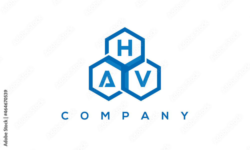 HAV three letters creative polygon hexagon logo	