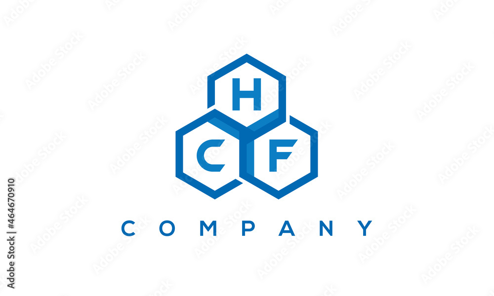 HCF three letters creative polygon hexagon logo	