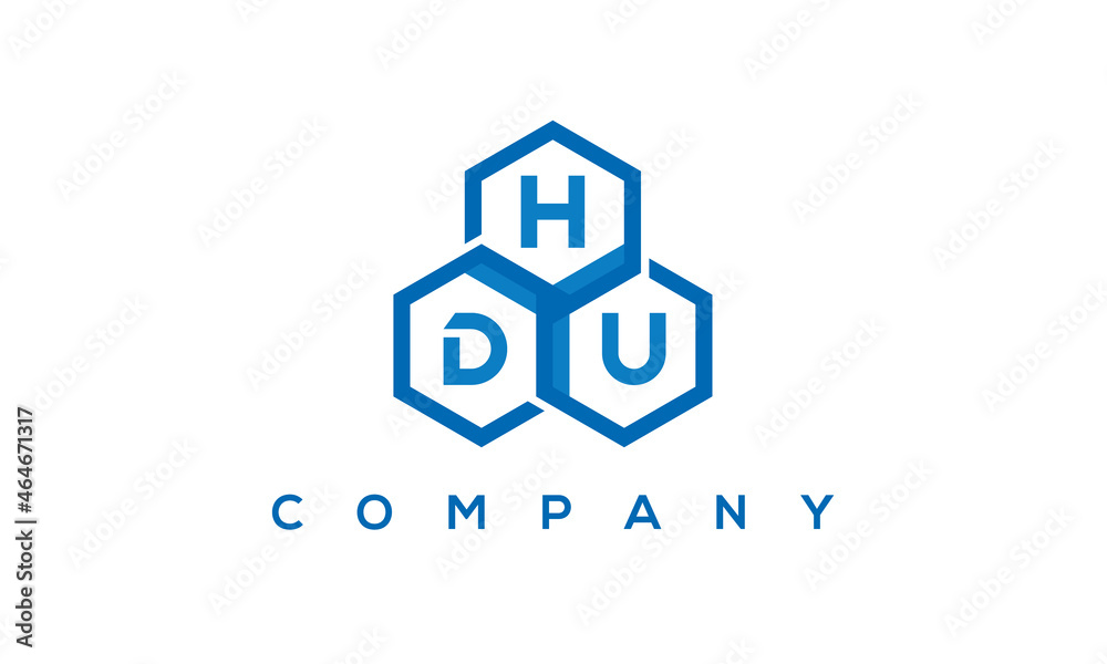HDU three letters creative polygon hexagon logo	