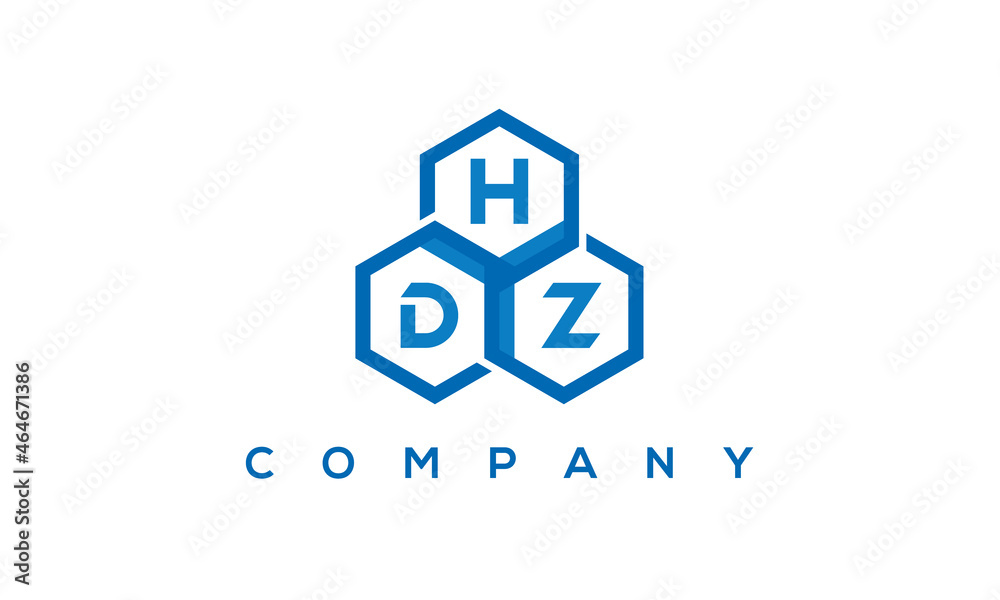 HDZ three letters creative polygon hexagon logo	