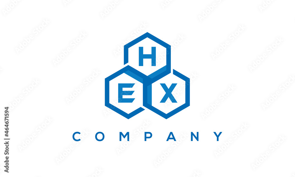 HEX three letters creative polygon hexagon logo	
