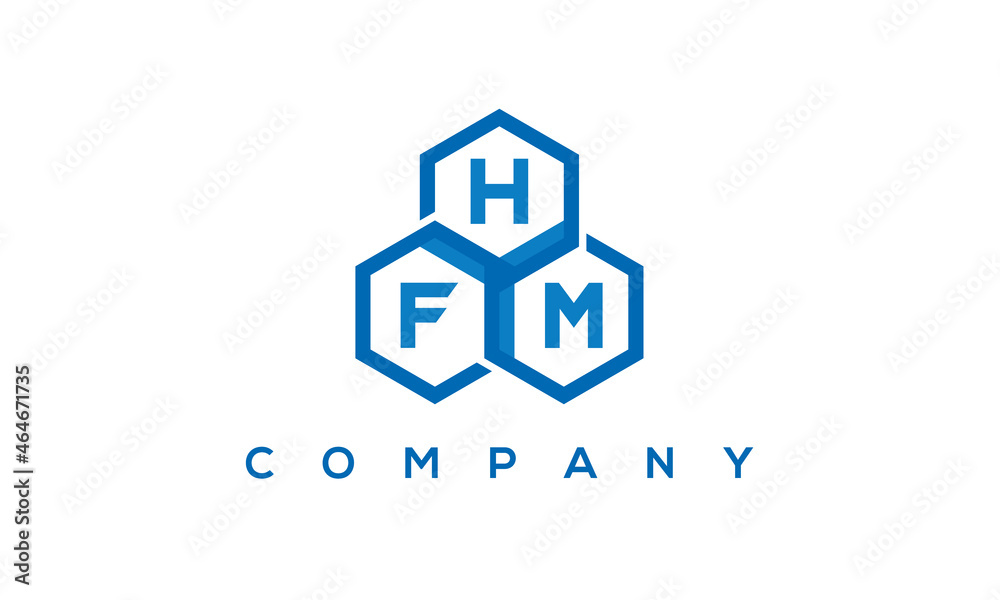HFM three letters creative polygon hexagon logo	