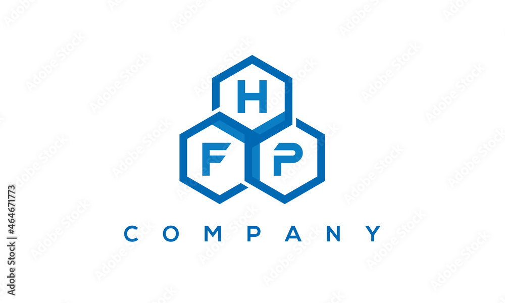 HFP three letters creative polygon hexagon logo	