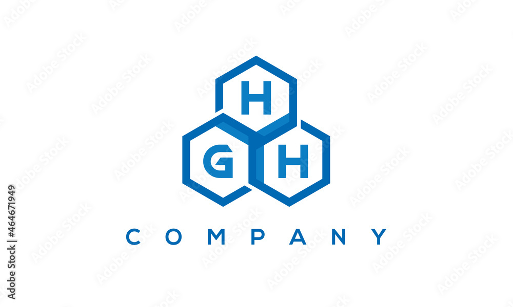 HGH three letters creative polygon hexagon logo	