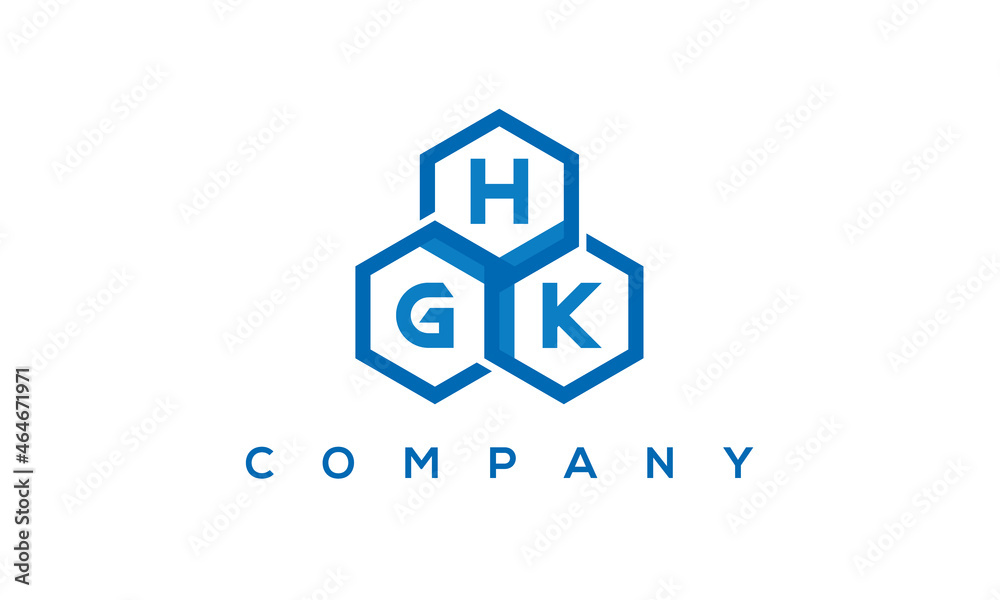 HGK three letters creative polygon hexagon logo	