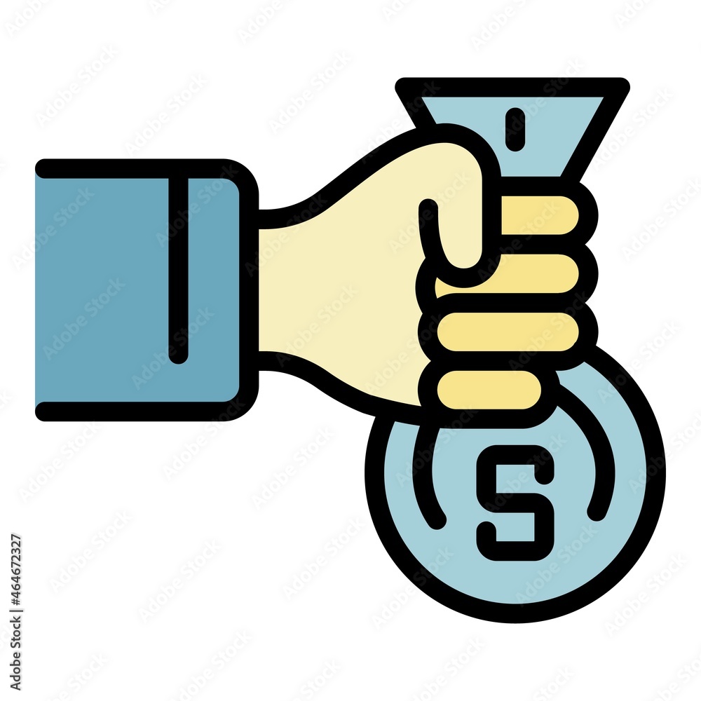 Money bag loan icon. Outline money bag loan vector icon color flat isolated
