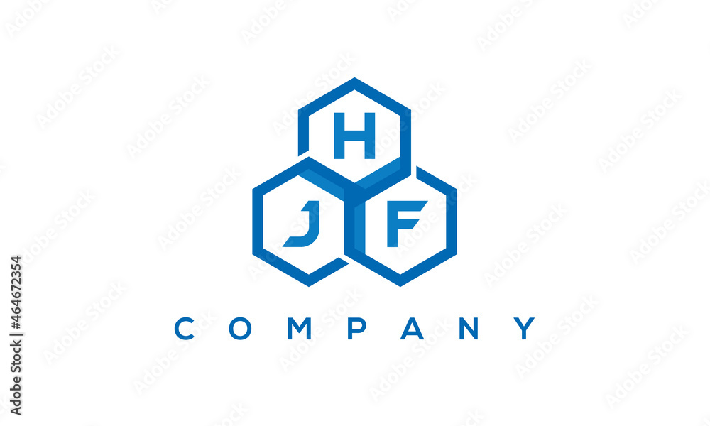 HJF three letters creative polygon hexagon logo	