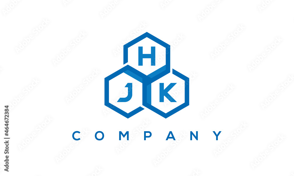 HJK three letters creative polygon hexagon logo	