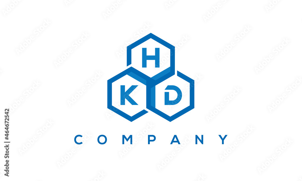 HKD three letters creative polygon hexagon logo	