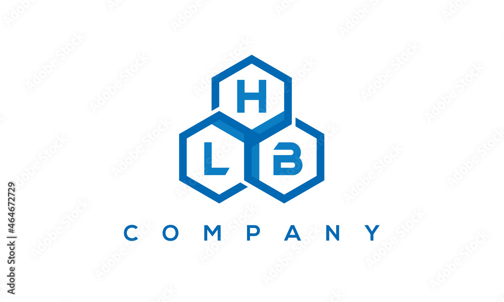 HLB three letters creative polygon hexagon logo	