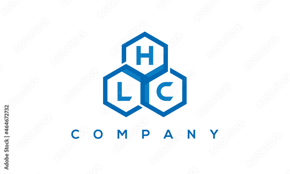 HLC three letters creative polygon hexagon logo	