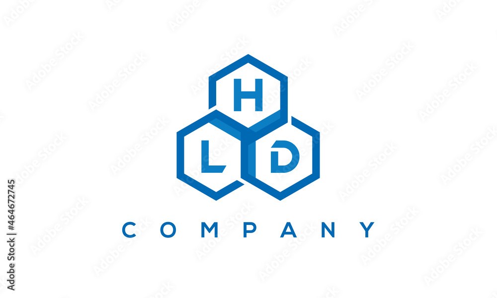 HLD three letters creative polygon hexagon logo	