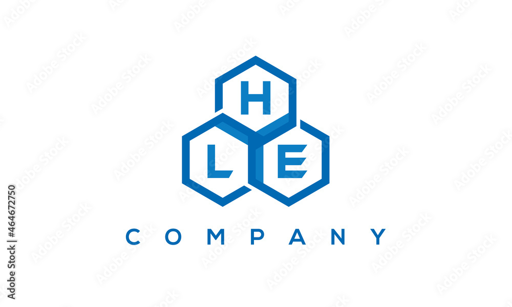 HLE three letters creative polygon hexagon logo HLE three letters creative polygon hexagon logo