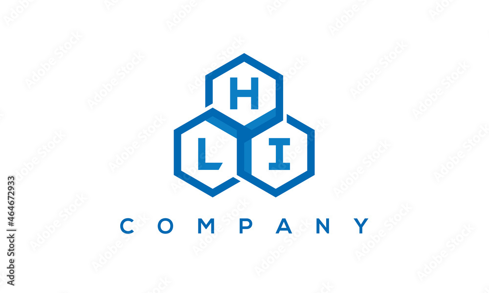 HLI three letters creative polygon hexagon logo	