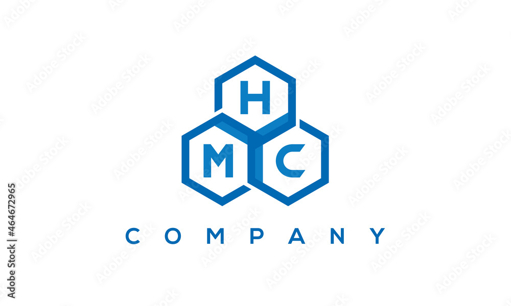 HMC three letters creative polygon hexagon logo HMC three letters creative polygon hexagon logo