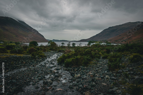 Tableau sur toile View on gloomy lake near Scafell Pike, Lake District, UK