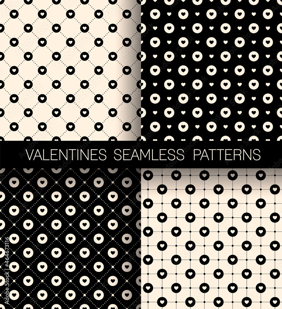 Set of heart seamless pattern background for Valentine's Day