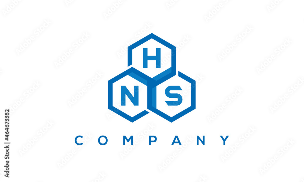 HNS three letters creative polygon hexagon logo HNS three letters creative polygon hexagon logo