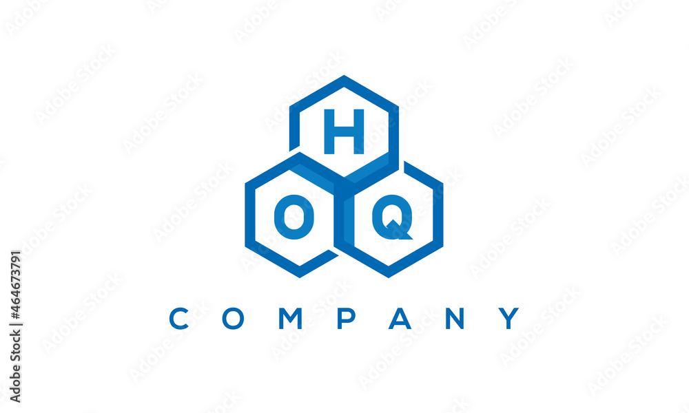 HOQ three letters creative polygon hexagon logo	