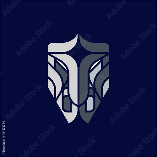 Modern, Abstract, Minimalist, Geometric, Mirrored Style Viking Warrior Logo Vector Design Illustration
