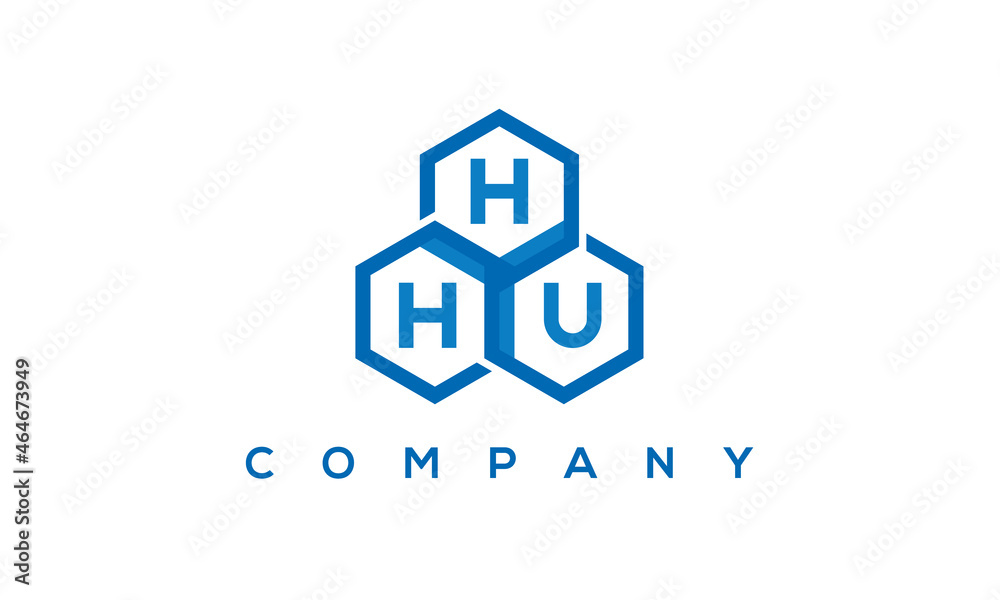 HPU three letters creative polygon hexagon logo	