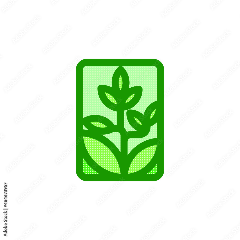 Modern, Minimalist, Geometric, Green Growing Plant Vector Design Illustration