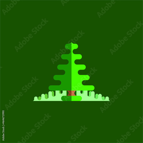 Modern, Minimalist, Geometric, Flat Pine Tree Vector Design Illustration