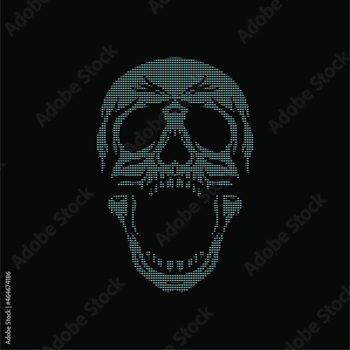 Dark, Futuristic, Glitched Digital Skull Scream Vector Illustration