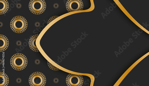 Black banner with Indian gold ornaments and place for text