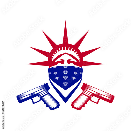 Trendy, Youthful, Ghetto Liberty Statue Gangster T-shirt Design Vector Illustration