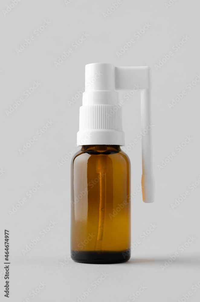 Oral, throat spray mockup. Amber bottle. Oral, throat spray mockup. Amber bottle.