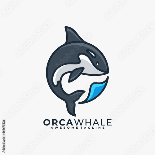 Whale cartoon logo design vector
