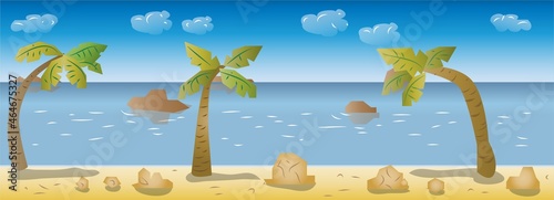 2D Side Scrolling Game Beach Background Vector