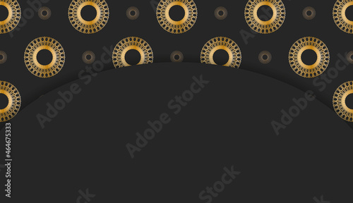 Baner in black with abstract gold ornaments and place for your text