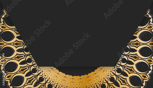 Baner of black color with a mandala with a gold ornament and a place for your text