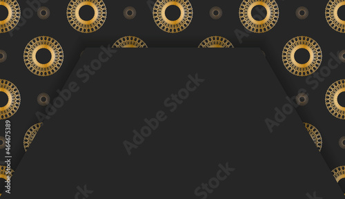 Black banner with antique gold ornaments and place for your text