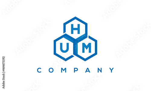 HUM three letters creative polygon hexagon logo	
