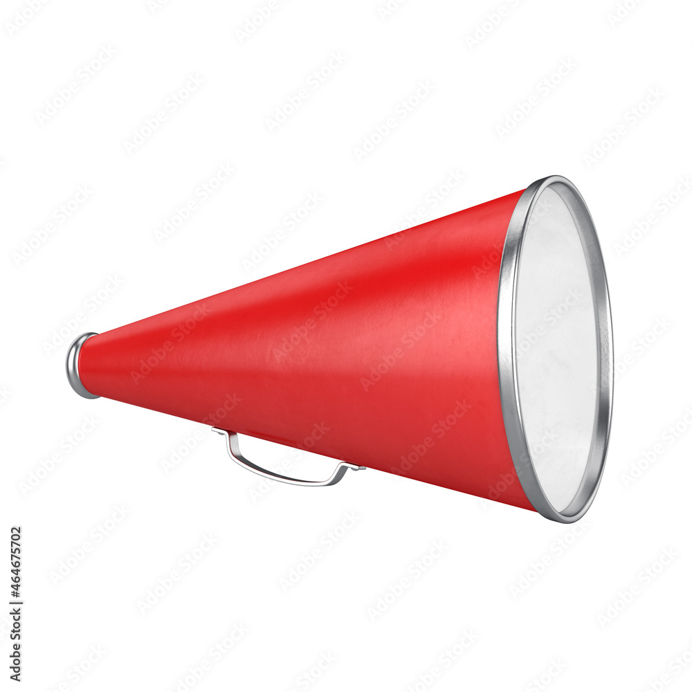 Old megaphone red on white background, 3d render Old megaphone red on white background, 3d render
